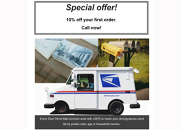 Advertisement for mailed printed products